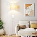 60" Floor Lamps for Living Room with 3 Color Temperatures, Adjustable White Shade with Silver Pole, Tall Lamps for Living Room Bedroom Office Classroom Dorm Room, 9W Bulb Included