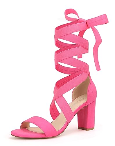 Carcuume Lace Up Heels 3 Inch Strappy Heels