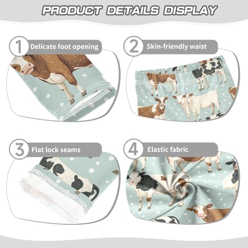 Wusikd Cows Girls' Leggings Toddler Doodles Poses Polka Kids Yoga Pants Dance Active Tights 4T3