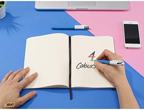 BIC 4 Colours Original Retractable Ballpoint Pens with Four Colours and Fine Point (0.8 mm), Pack of 12