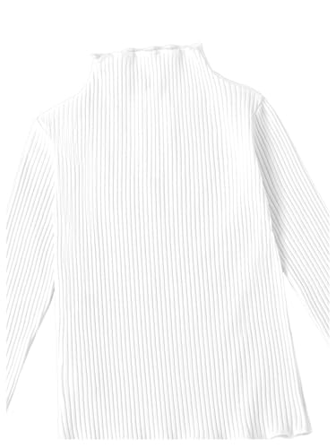 OYOANGLE Girl's Long Sleeve Ribbed Knit Top Basic Shirt Tee Mock Neck Tee Top3