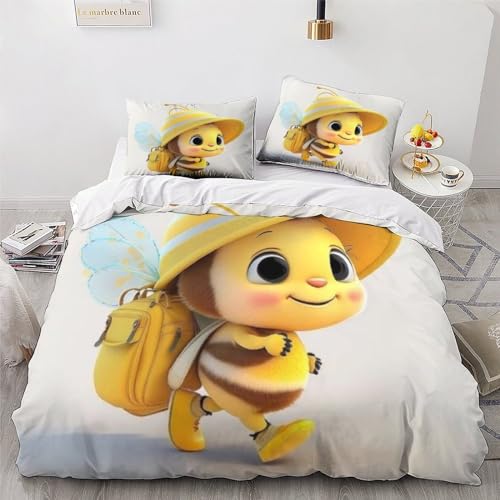 Linge de lit microfibre douce avec motif abeille 3D aux finitions durables - 4