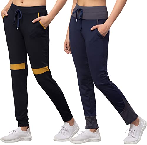Image of BLUECON Women's Slim Fit Polyester Trackpants (Combo Pack of 2)