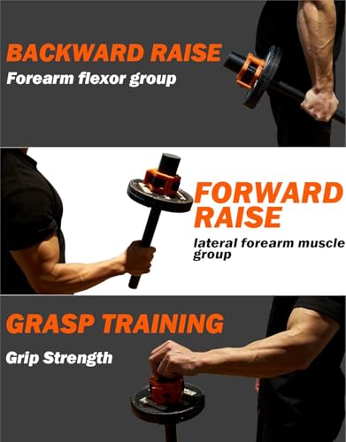 Image of TYB- Train Your Body Wrist Bar, Forearm Strengthener, Wrist Curl Bar, Grip Strength Trainer, Wrist Rotation Exerciser Black (Fits 2 inch plates)