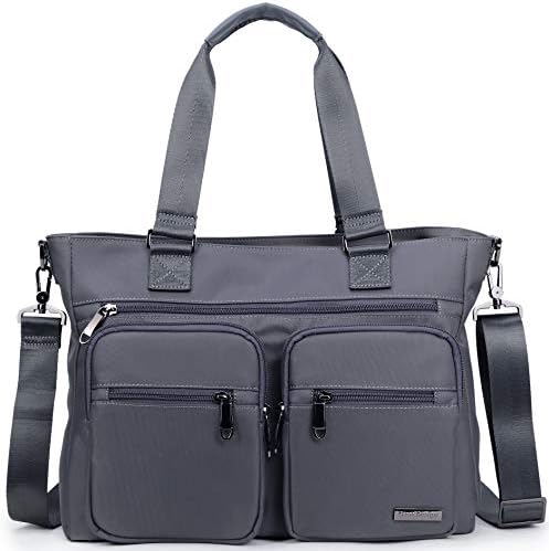 La Packmore Water Repellent Nylon Shoulder Bag Handbag Laptop Tote Travel Work School Clinic Nurse Tote (Carbon)