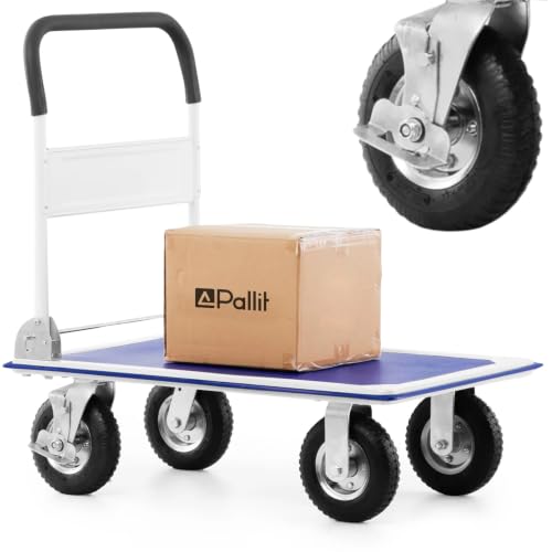 Pallit Transportwagen Klappbar 300 kg mit Luftbereifung - Plattformwagen Carry-R mit Feststellbremse, Rollwagen für Outdoor & Indoor