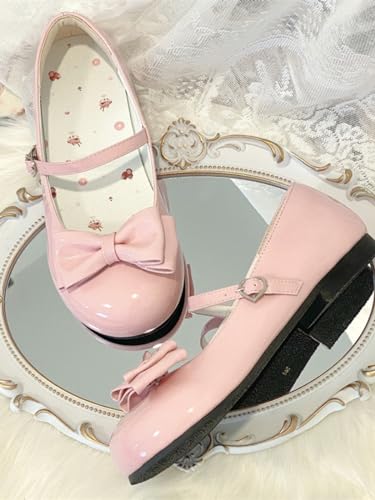 BEROBELLO Women's Lolita Shoes Cute Mary Jane Flats Bowknot Round Toe Party Dress Shoes2