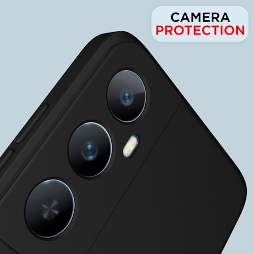 Image of Outlouders Back Cover for Realme C65 4G | Camera Protection | Durable Soft Matte Silicone Bumper Case (Black)