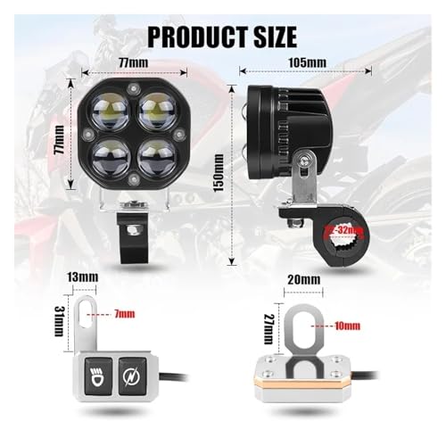 Foco para motocross de alta intensidad con lámpara cabeza flash 12V 24V 3