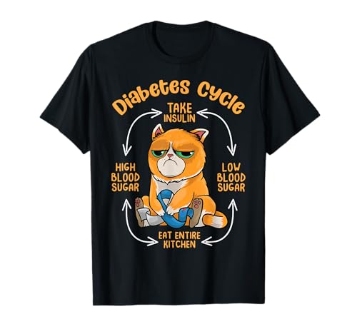 Cat Diabetes Cycle Cat Lover Funny Type 1 Diabetes Awareness T-Shirt