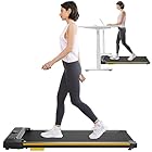 UREVO Tapis Roulant Elettrico Anti Choc,Tapis Roulant Salvaspazio 2 in 1 Walking Pad Display LED e Telecomando,2.25HP,1-6 km/h Tapis Roulant per Casa e Ufficio (Giallo avant)