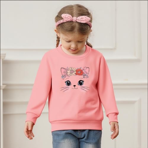 Girls Graphic Sweatshirts Crewneck Cute Cartoon Pullover Casual Long Sleeve Size 3-6Y Fall Winter Tops3