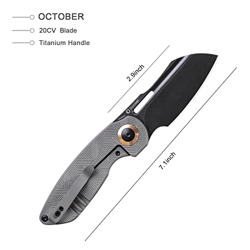 Kizer OCTOBER Pocket Knife 2.91 Inches 20CV Steel Folding Knife Titanium Handle Camping Tools Ki3569A2