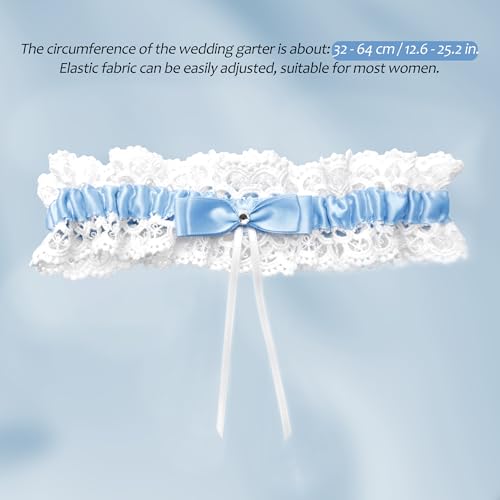 Bride Wedding Garter, Lace Bridal Garter Elastic Ribbons for Wedding, Party, Gifts for Women and Girls (Blue)2