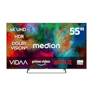 MEDION 125,7 cm (55 Zoll) Fernseher (Smart-TV, Dolby Vision HDR, HBO Max, MagentaTV, Prime Video, Disney+, DAZN, Paramount+, Dolby Atmos, VIDAA Store, PVR, Bluetooth, MD 855302)