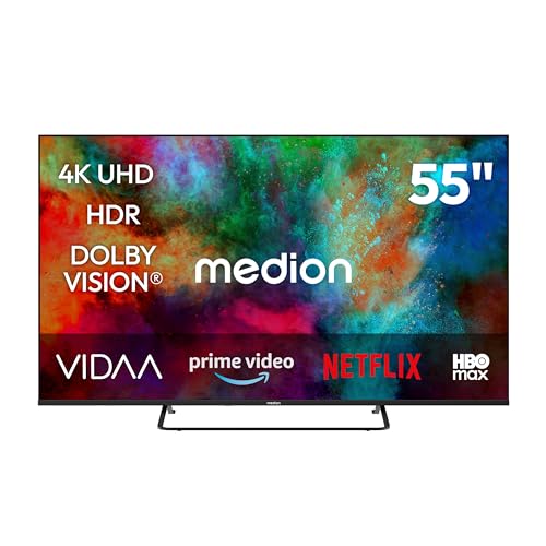 MEDION 125,7 cm (55 Zoll) Fernseher (Smart-TV, Dolby Vision HDR, HBO Max, MagentaTV, Prime Video, Disney+, DAZN, Paramount+, Dolby Atmos, VIDAA Store, PVR, Bluetooth, MD 855302)