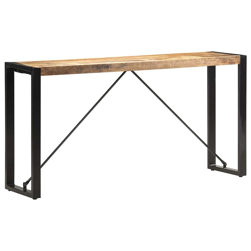 Stolik konsolowy z litego drewna mango 150 x 35 x 76 cm ze stalowymi nogami, stół do przedpokoju do salonu, sypialni, przedpokoju, stabilna półka na lampę, książkę, napój i pilot zdalnego