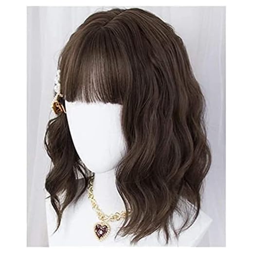 HTDYLHH Vackra peruker, Peruk bangs peruk damer kort hår simulering frisyr vatten krusning mikrocolle hår styling fluffigt naturligt temperament full uppsättning för daglig användning av Cosplay Party