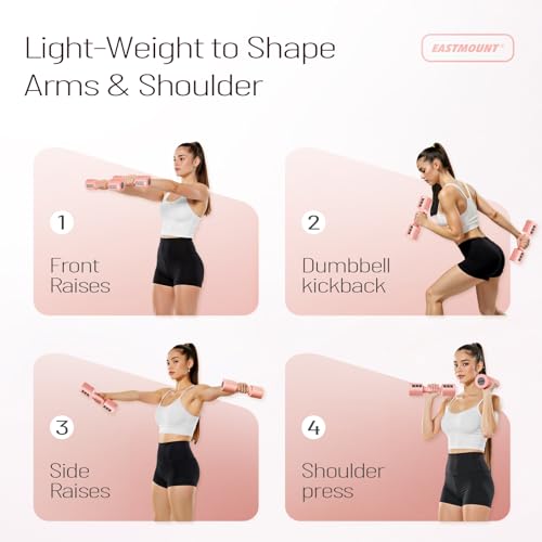 EAST MOUNT Adjustable Dumbbells 5 lb Dumbbells Set of 2 / Pair 10 lb Total Free Weights 6 in 1 Women Hand Weights for Home,Office,Gym Exercise Training 2lb 3lb 4lb 5lb Fast Adjust - Thumbnail 4