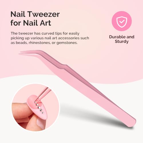 Image of MelodySusie Nail Art Tools Set, 15 Pcs Pink Nail Art Brushes, 5 Dual Tipped Sculpture and Dotting Brushes, Nail Stands, Tweezer and 100 Double-sided Tape, Manicure Design Home and Salon
