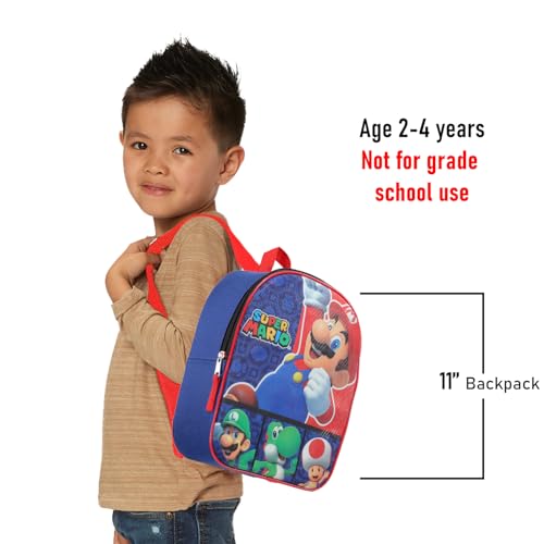 Super Mario Mini Backpack Set - Bundle with 11" Mini Backpack Plus Water Bottle, Stickers, and More | Super Mario Bros School Bag for Kids4