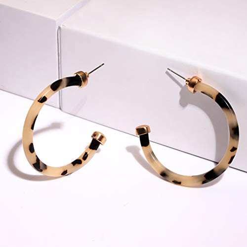 Hoop Earrings For Women Statement Acrylic Open Hoop Earrings Bohemia Tortoise Shell Stud Dangle Earrings Fashion Jewelry (Leopard) #TOP6