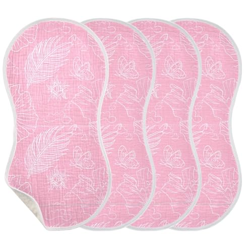Flowers Butterflies Lines Pink Burp Cloths for Babies Burp Rag Cotton Spit Up Rag for Babies Infant Newborn3