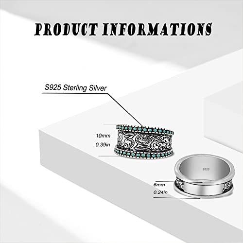 Thjew Flower Pattern Engraved Band Ring For Women Girls,S925 Sterling Silver Retro Vintage Hawaiian National Style Boho Ring Jewelry Gift For Her (Ring_A, 7) #TOP5