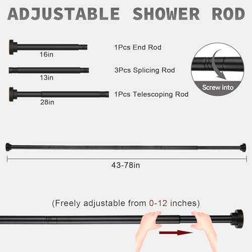 Thestoa Shower Curtain Rod Adjustable 43-78 Inch thumb #4