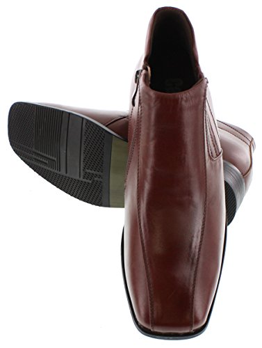 CALDEN Men's Invisible Height Increasing Elevator Shoes - Brown Premium Leather Zipper Dress Boots - 3.2 Inches Taller - K99805-1 - Size 7.5 D(M) US4