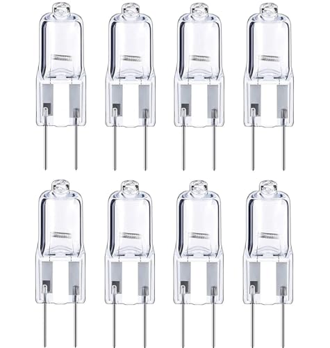 LISOCLU GY6.35 Halogen Bulbs 20W G6.35 20W 35W 110V-130V Halogen Lamps Halogen Light Bulb Bi-Pin Base Clear Glass Lens Warm White 2700K (8 pcs) 50W