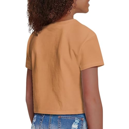 Image of Girls Fashion Crewneck Tee Shirts Casual Short Sleeve Crop Top Summer Outfits 5-14 Year