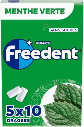 Chewing Gum Freedent MO4009900024150 – Menthe Verte Sans Sucres, 5 Paquets de 10 Dragées - vue 3