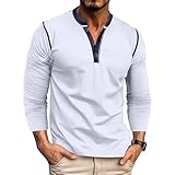 Men T-Shirt Men Casual Classic Trend Longsleeve T-Shirt Men Daily Wear All-Match Basic T-Shirt Men Slim Fit Comfortable Fashion Longsleeve Tops G-White S