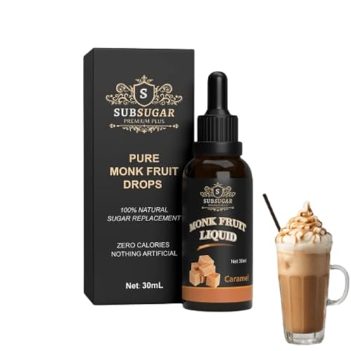 SubSugar Organic Monk Fruit Drops Pure Liquid Sweetener No Erythritol Concentrated Syrup Zero Calorie monkfruit Sugar Free Monk Fruit Extract Sugar Substitute Sweetner for Keto Food & Diabetics Water Enhancer flavored monk fruit drops for coffee