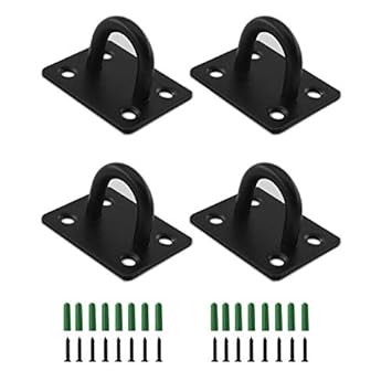 Stainless Steel Ceiling Hooks,ULIFESTAR Pad Eye Plate U Hooks Heavy Duty Wall Mount Ring Hooks Marine Hanging Hardware Staple Hook Loop with Screws