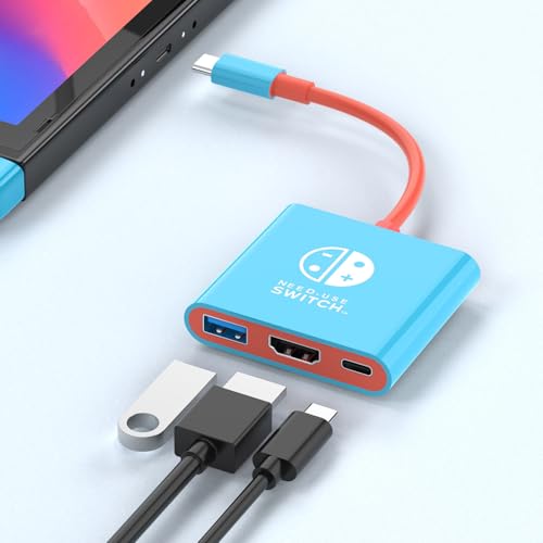 Nintendo NS/OLED�p�X�C�b�`�h�b�N�h�b�L���O�X�e�[�V�����A�|�[�^�u���X�C�b�`TV�A�_�v�^�[�APD 100W�[�d�AHDMI�AUSB3.0�|�[�g(�X�g���[�g�^�C�vc�R�l�N�^)