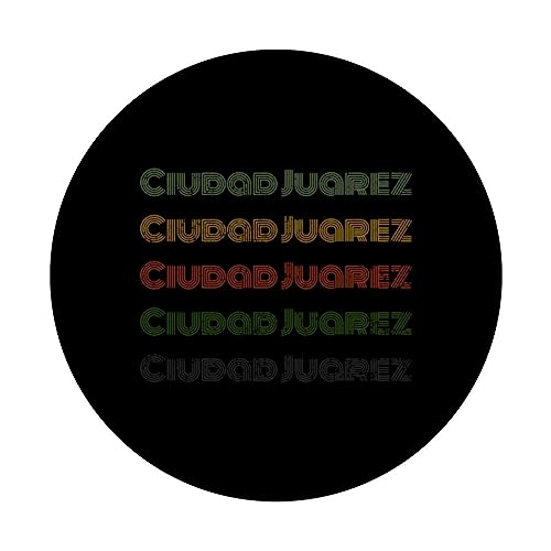 Mexico 70's City Retro Vintage Ciudad Juarez PopSockets Swappable PopGrip, Black - Image 3