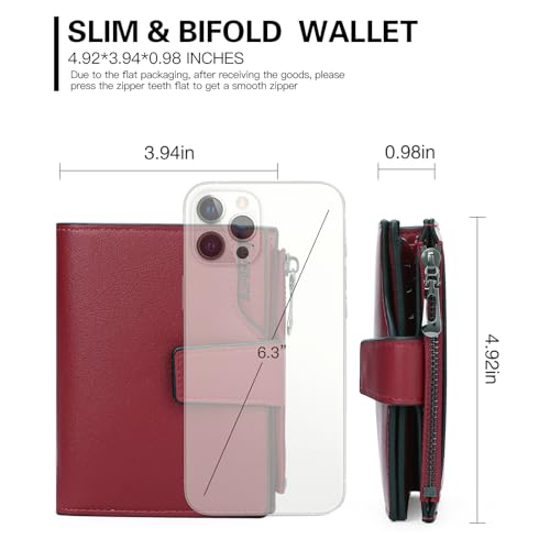 Image of Small Women Wallet Ladies Billfold Card Holder with Zipper Coin Pocket