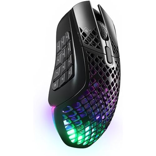 SteelSeries Aerox 9 Wireless - Holey RGB Gaming Mouse - Ultra-lightweight Water Resistant Design - 18 Buttons – Bluetooth/2.4 GHz - 18K DPI TrueMove Air Optical Sensor