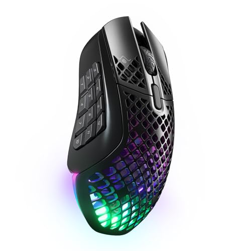 SteelSeries Aerox 9 Wireless - Holey RGB Gaming Mouse - Ultra-lightweight Water Resistant Design - 18 Buttons – Bluetooth/2.4 GHz - 18K DPI TrueMove Air Optical Sensor by SteelSeries - Used condition - CA$175.32