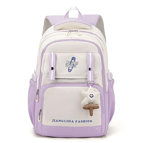BASICPOWER School Backpack for Teen Girls Boys, Large Capacity Casual Daypack BookBags Light Weight
