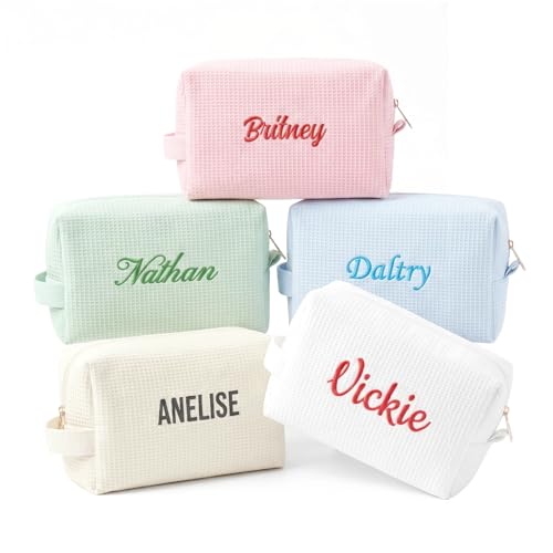 Latlonix Personalized Waffle Makeup Bag Custom Cosmetic Pouch (Color S1)