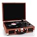 Pyle Upgraded Vintage Record Player - Classic Vinyl Player, Turntable, Rechargeable Batteries, Bluetooth, MP3 Vinyl, Music Editing Software Included, Works w/ Mac & PC, 3 Speed - PVTTBT6BR Brown