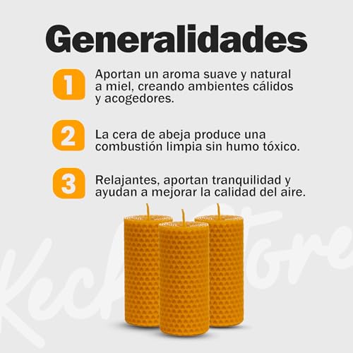 Miniatura 2 de Kerc - Velas De Miel - 10 Estilos, 3 Enrollada 10x5cm. 100 Ecológicas Y Artesanales. 33h Aprox. De Luz Para Purificar Espacios, Hacer Ritual, Decorar Y Obsequiar - Velas Decorativas, Con Aroma.