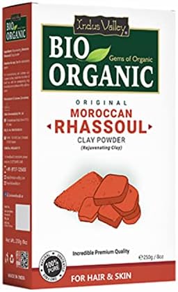 INDUS VALLEY Bio Organic 100% Natural Moroccan Rhassoul Clay Powder For Acne, Blemishes, Pores, Black Heads, Skin Whitening, Face Pack, Skin Care Mask & Hair Care - 250g
