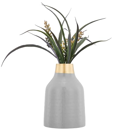 Amazon Brand - Solimo Flower Vase with Rust-Resistant Coating | Stylish and Easy-to-Clean Finish | Compact Design for Modern Décor | Bouquet Vase - Grey