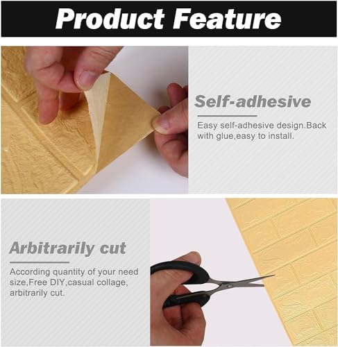 Image of TEKCOOL Self-Adhesive Waterproof PE Foam 3D Wall Panels Wallpaper Sticker for Bathroom, Living Room, and Home Decoration (70 x 77cm, Appx. 5.8Sq Feet)-20 Piece