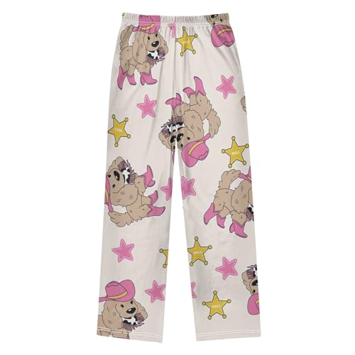 Cowgirl Dog Boys Pants Boys Athletic Pants Long Pant for Boywith Pockets Wide-Leg Size 6-14Y2