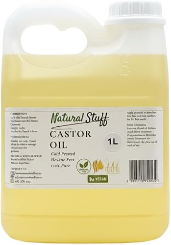 Natural Stuff Cold-Pressed Castor Oil, Hair & Body, Bulk, 1000ml (1 Pack) | Cold-Pressed, Bulk Value Size, Ultimate Hair & Whole Body Hydration, Ideal for Wellness Packs, Hexane-Free, Unrefined